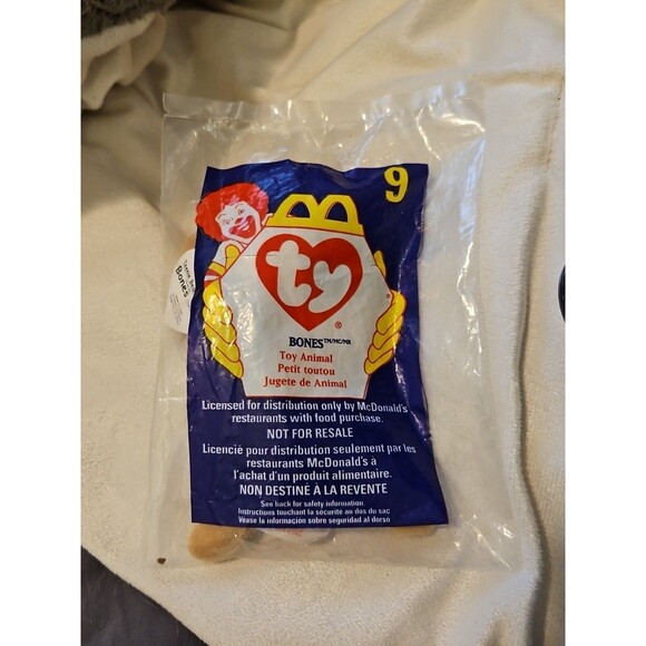 TY Teenie Beanie Babies w/Errors -1993 - #9 BONES - In Original Pkg. Unopened - Picture 1 of 8